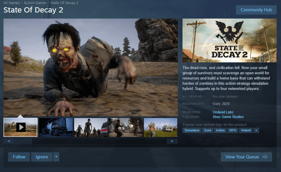 State of Decay 2 chega ao Steam no início de 2020